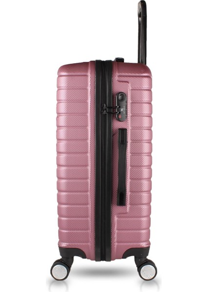 Croc Abs Kabin Orta Büyük ve Makyaj Boy Rose Gold 4'lü Travel Valiz Seti modelleri