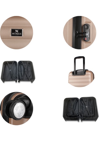 Colors Abs Makyaj ve Kabin Boy Gold 2'li Valiz Seti