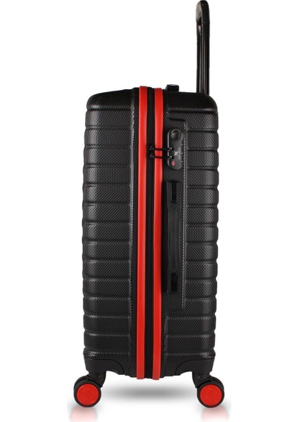 Croc Abs Kabin Orta Büyük ve Makyaj Boy Siyah 4'lü Travel Valiz Seti modelleri
