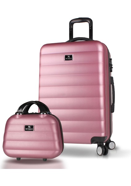 Colors Abs Makyaj ve Orta Boy Rose Gold 2'li Valiz Seti