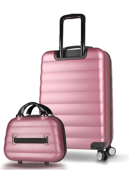 Colors Abs Makyaj ve Orta Boy Rose Gold 2'li Valiz Seti
