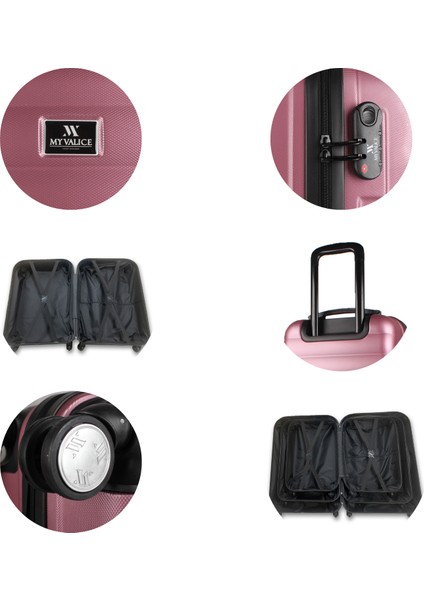 Colors Abs Makyaj ve Orta Boy Rose Gold 2'li Valiz Seti
