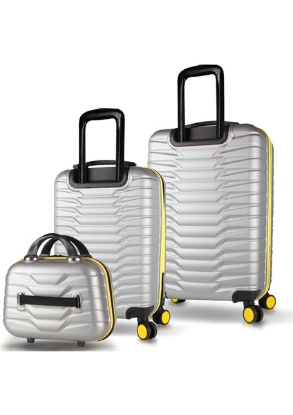 Croc Abs Makyaj Kabin ve Orta Boy Gri 3'lü Valiz Seti fiyatları