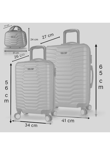 Croc Abs Makyaj Kabin ve Orta Boy Gri 3'lü Valiz Seti fırsatları