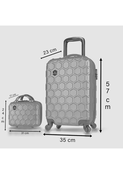 Honey Abs Makyaj ve Kabin Boy Gri 2'li Valiz Seti fırsatları