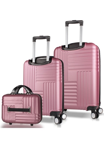 Puzzle Abs Makyaj Kabin ve Orta Boy Rose Gold 3'lü Valiz Seti fiyatları