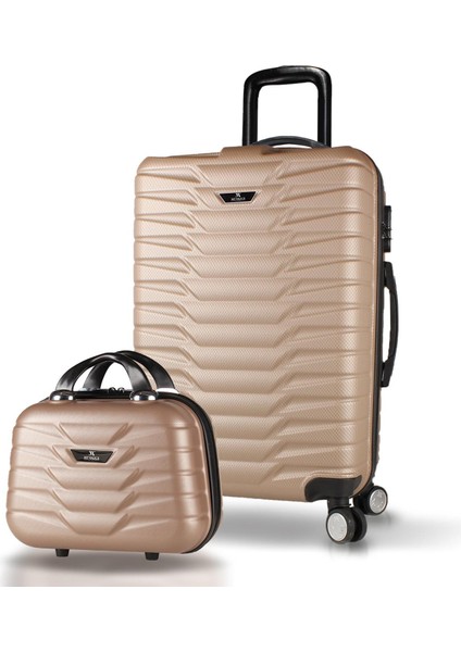 Croc Abs Makyaj ve Orta Boy Gold 2'li Valiz Seti