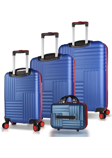 Puzzle Abs Kabin Orta Büyük ve Makyaj Boy Lacivert 4'lü Travel Valiz Seti fiyatları