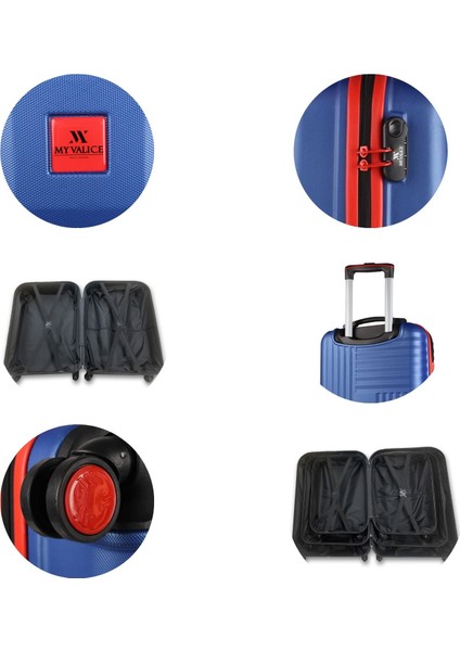 Puzzle Abs Kabin Orta Büyük ve Makyaj Boy Lacivert 4'lü Travel Valiz Seti indirimleri