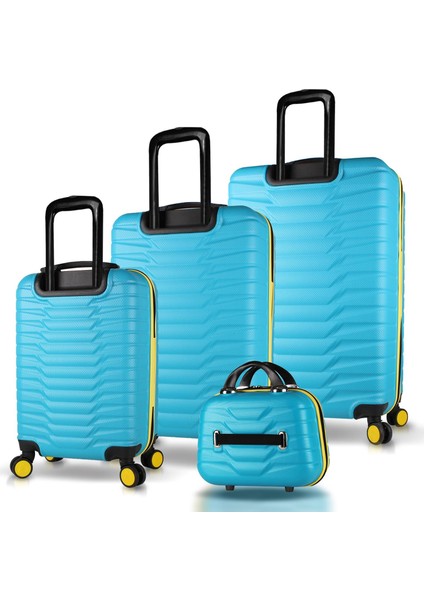 Croc Abs Kabin Orta Büyük ve Makyaj Boy Turkuaz 4'lü Travel Valiz Seti fiyatları