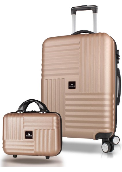 Puzzle Abs Makyaj ve Orta Boy Gold 2'li Valiz Seti