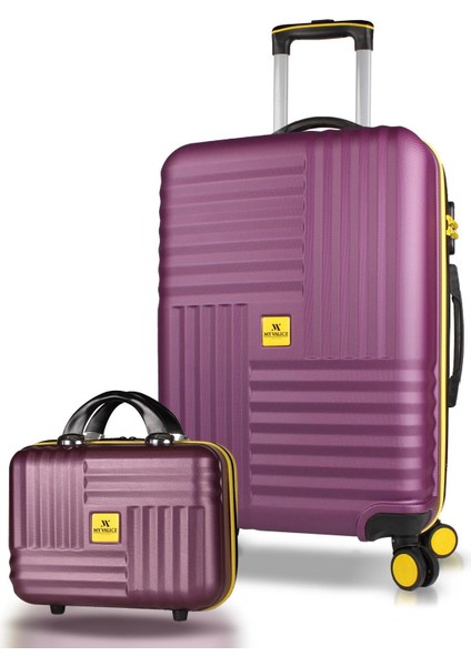 Puzzle Abs Makyaj ve Orta Boy Mürdüm 2'li Valiz Seti