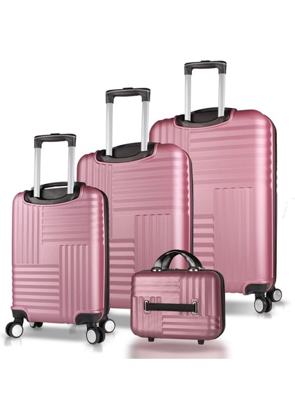 Puzzle Abs Kabin Orta Büyük ve Makyaj Boy Rose Gold 4'lü Travel Valiz Seti fiyatları