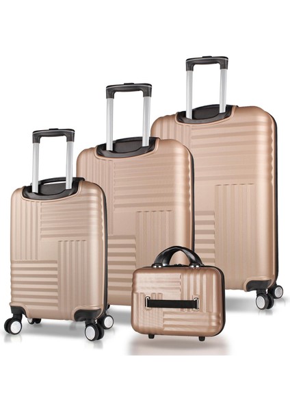 Puzzle Abs Kabin Orta Büyük ve Makyaj Boy Gold 4'lü Travel Valiz Seti fiyatları