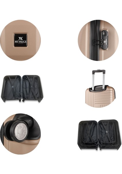 Puzzle Abs Kabin Orta Büyük ve Makyaj Boy Gold 4'lü Travel Valiz Seti indirimleri