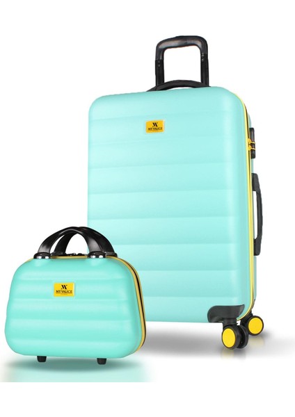 Colors Abs Makyaj ve Orta Boy Mint Yeşili 2'li Valiz Seti