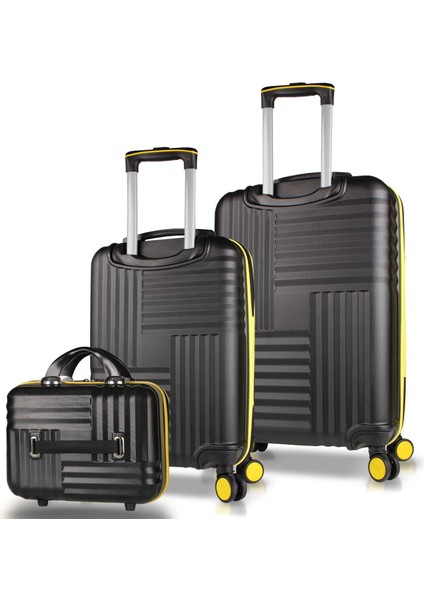 Puzzle Abs Makyaj Kabin ve Orta Boy Siyah 3'lü Valiz Seti fiyatları