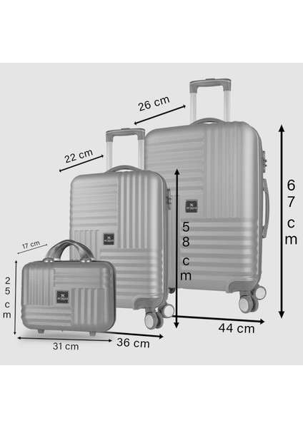 Puzzle Abs Makyaj Kabin ve Orta Boy Siyah 3'lü Valiz Seti fırsatları