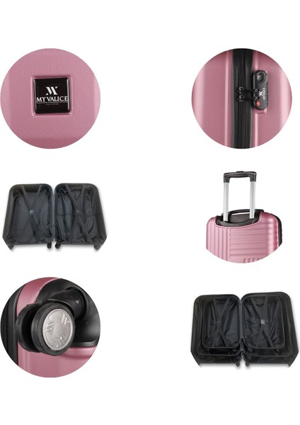 Puzzle Abs Makyaj ve Orta Boy Rose Gold 2'li Valiz Seti