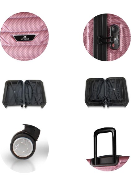Croc Abs Makyaj ve Orta Boy Rose Gold 2'li Valiz Seti