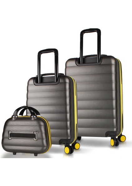 Colors Abs Makyaj Kabin ve Orta Boy Antrasit 3'lü Valiz Seti fiyatları