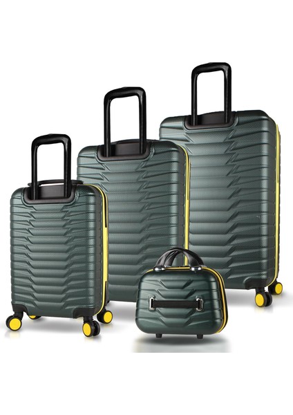 Croc Abs Kabin Orta Büyük ve Makyaj Boy Haki 4'lü Travel Valiz Seti fiyatları