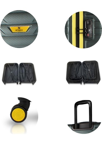 Croc Abs Kabin Orta Büyük ve Makyaj Boy Haki 4'lü Travel Valiz Seti indirimleri