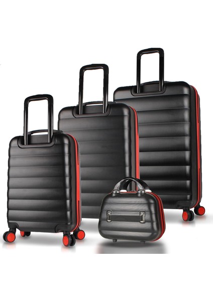 Colors Abs Kabin Orta Büyük ve Makyaj Boy Siyah 4'lü Travel Valiz Seti fiyatları