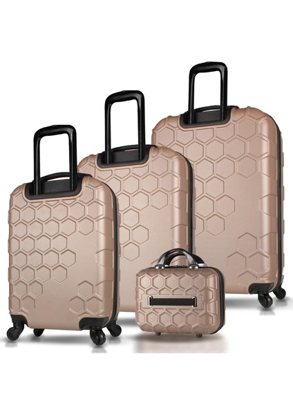 Honey Abs Kabin Orta Büyük ve Makyaj Boy Gold 4'lü Travel Valiz Seti fiyatları