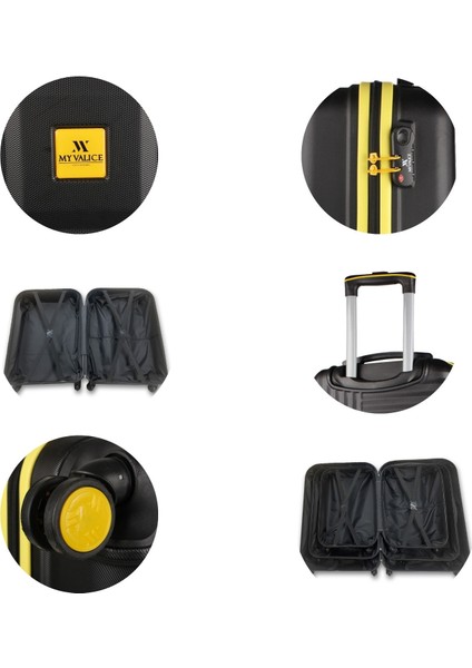 Puzzle Abs Kabin Orta Büyük ve Makyaj Boy Siyah 4'lü Travel Valiz Seti indirimleri