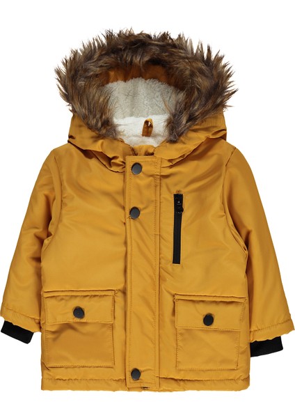 Erkek Bebek Kapüşonlu Mont 6-18 Ay Hardal