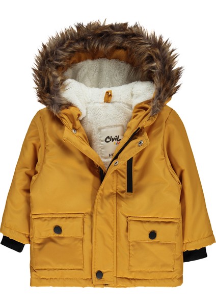 Erkek Bebek Kapüşonlu Mont 6-18 Ay Hardal fiyatları