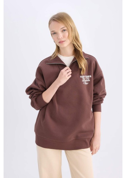 Coool Oversize Geniş Kalıp Basic Düz Sweatshirt E2433AX24WN