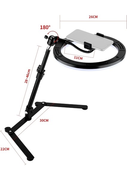 Masaüstü Çekim Standı  Video ve Fotoğraf Çekimi Standı 10" Ring Light Tripod Selfie Işığı