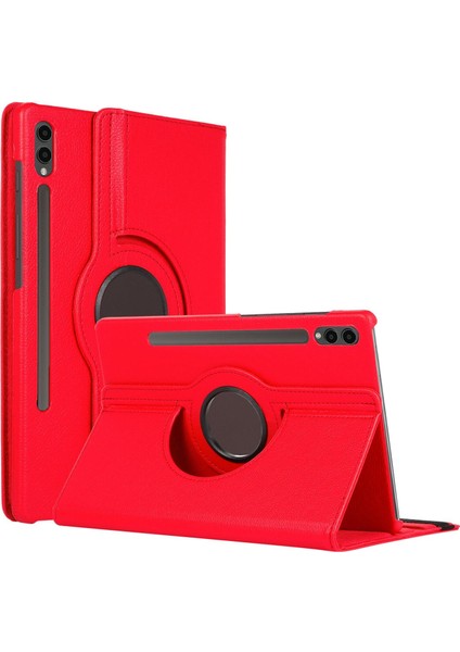 Samsung Galaxy Tab S10 Ultra X920 Kılıf 360 Rotating Stand Deri Kırmızı