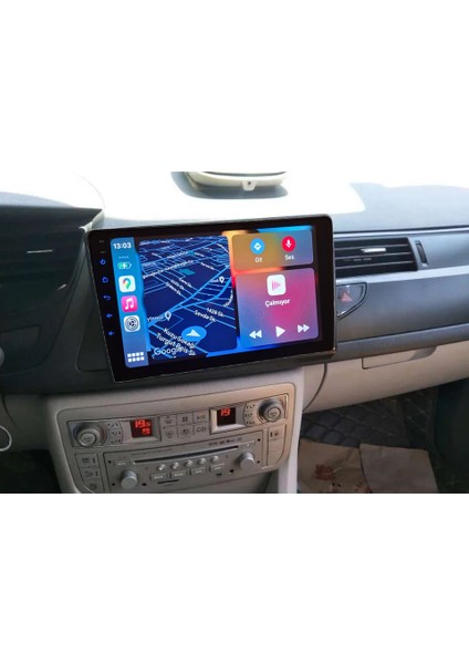 Citroen C5 2008-2015 Yıl Android Sürüm 13 Kablosuz Carplay Navigasyon Multimedya 10 Inç Ekran 4G Ram + 32GB Hafıza Çerçeve ve arka görüş kamerası ile