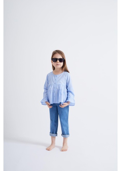 Mavi Vual Kız Gömlek Mavi modelleri