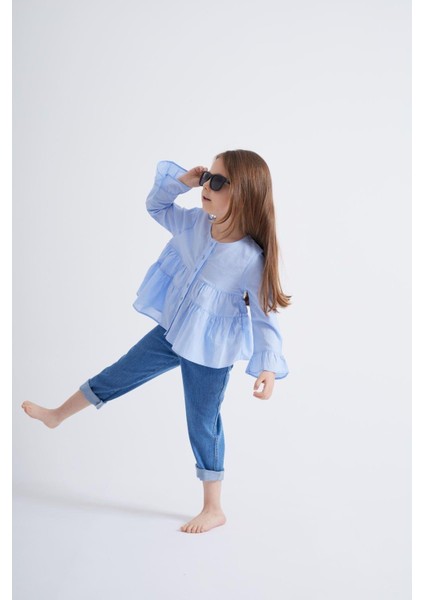 Mavi Vual Kız Gömlek Mavi fırsatları