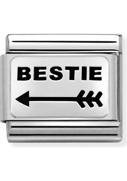 Composable Klasik Oksidize Plakalar 2 Çelik ve 925 Ayar Gümüş -43_ARROW Sağ Besttie- Renkli