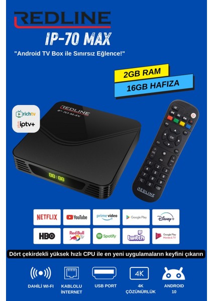 Ip-70 Max Android 10 TV Box 2GB/16GB