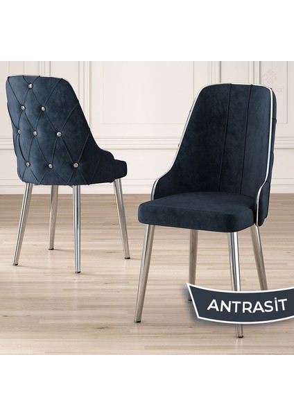 Concept Tia Serisi Beyaz Masa 80 x 132 cm Açılabilir Mdf Yemek Odası Takımı 6 Sandalye Gümüş Detay indirimleri