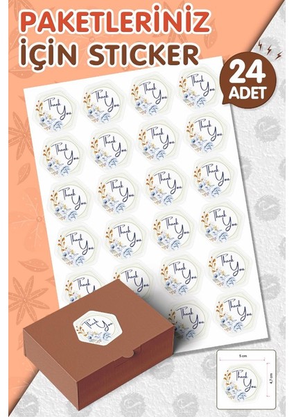 Thank You Sticker 5cm 24 Adet