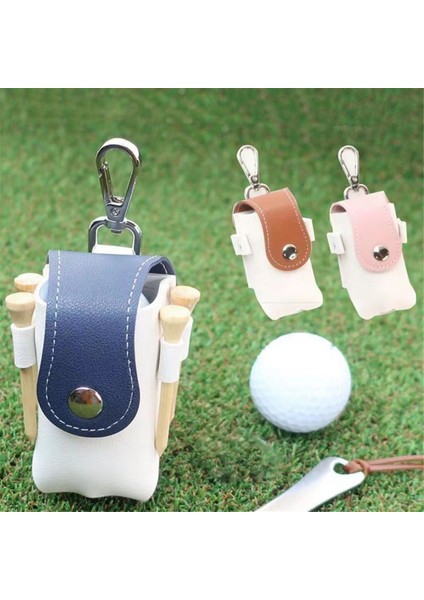 Pembe + Beyaz Golf Çantası, Taşınabilir Mini Golf Koruyucu Çanta, Pu Deri Top Kutusu Çanta (Yurt Dışından)