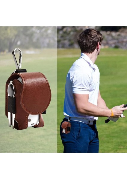 2 Adet Golf Tee Çantası Top Kesesi Mini Deri Golf Topu Saklama Çantası Tutucu Bel Çantası Golf Saklama Aksesuarları-A (Yurt Dışından)