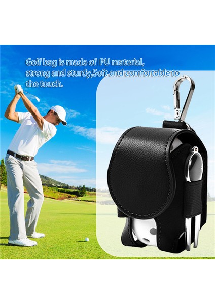 2 Adet Golf Tee Çantası Top Kesesi Mini Deri Golf Topu Saklama Çantası Tutucu Bel Çantası Golf Saklama Aksesuarları-A (Yurt Dışından)