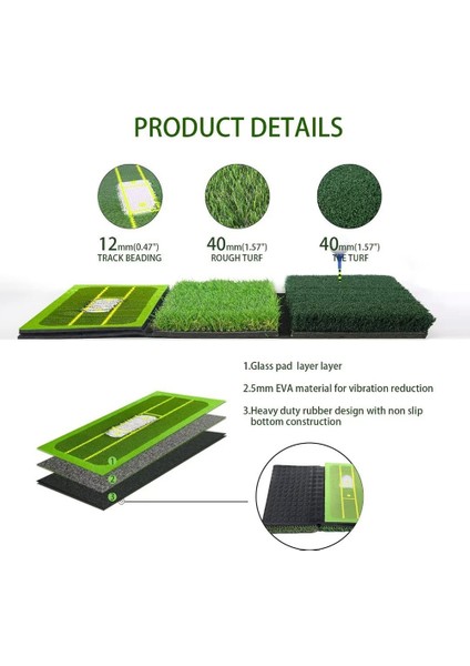 3'ü 1 Arada Golf Vuruş Matı, Yol Geri Bildirimli Golf Matı, Arka Bahçede Sürüş, Yontma ve Sallanma Uygulaması Için Golf Eğitim Yardımı (Yurt Dışından) fırsatları