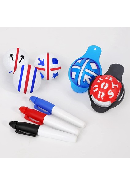 Golf Topu Işaretleyici, Renkli Çizgi Işaretleyici Kalemler, Üçlü Parça Plastik Golf Topu Işaretleme Hizalama Alet Seti, Kırmızı (Yurt Dışından) fırsatları