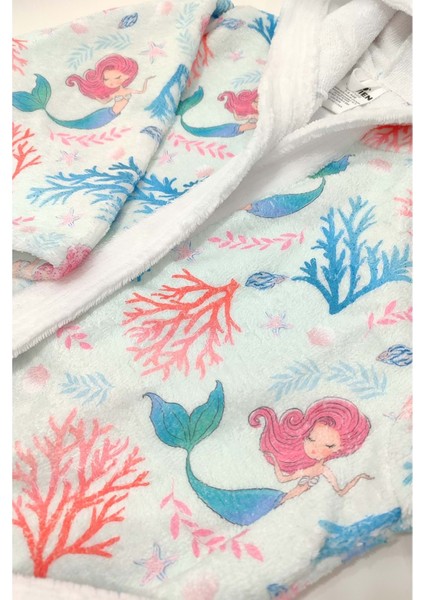 Mermaid Dijital Baskılı Çocuk Bornozu 9-10 Yaş modelleri
