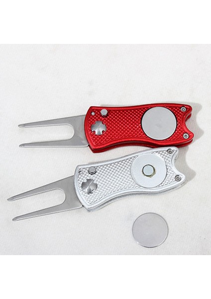 Metal Katlanabilir Golf Çatalı Aleti Pop-Up Düğmeli, Paslanmaz Çelik Bıçaklar Manyetik Top Işaretleyici Golf Uygulama Aletleri-Kırmızı (Yurt Dışından) fırsatları