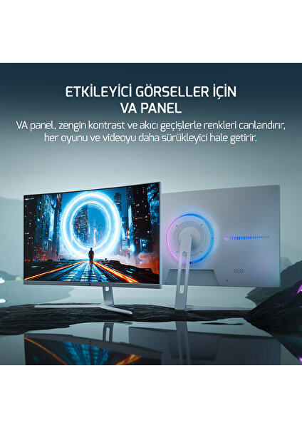 Vivid T50 27'' 1500R Curved Rgb Beyaz 200Hz 0.5ms Fhd 2X2W Speaker Va Gaming Monitör (Sıfır Ölü Piksel Garantili)